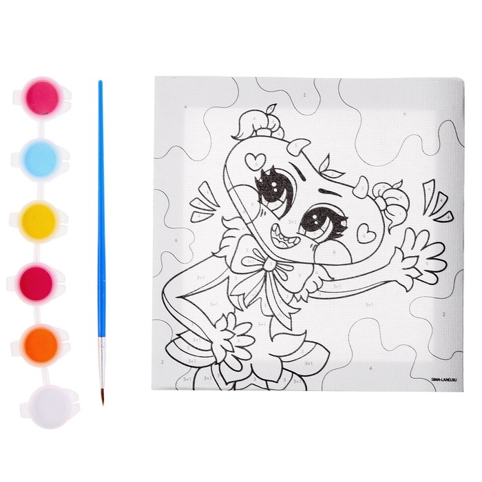 Картина по номерам для детей &laquo;Мягкая подружка&raquo;, 15 х 15 см