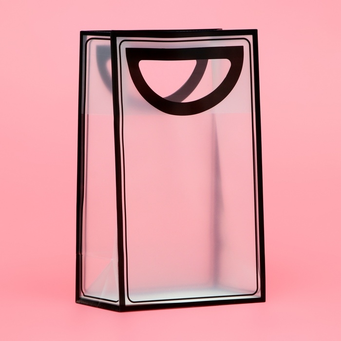 Пакет ПП с вырубной ручкой, прозрачный, 25 х 19 х 9 см, черный