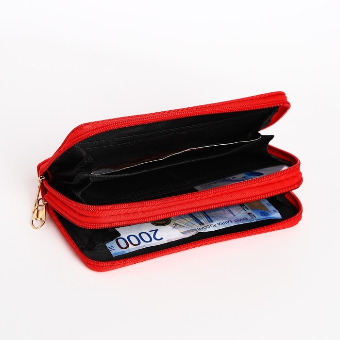 Кошелёк женский на молниях, цвет красный Кошелёк женский на молниях, цвет красный