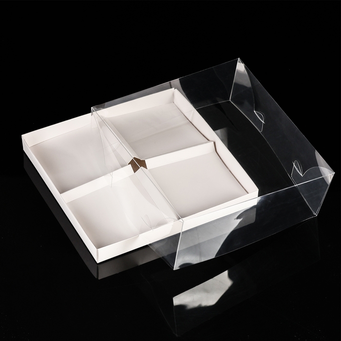 Коробка для муссовых пирожнных, 4 штуки, 17x17x6 Белый Коробка для муссовых пирожнных, 4 штуки, 17x17x6 Белый