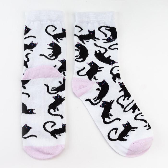 Носки MINAKU &laquo;Котики&raquo;, цвет белый, размер 40-41 (27 см)