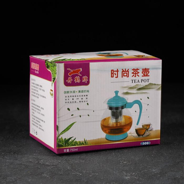 Чайник стеклянный заварочный &laquo;Мелодия&raquo;, 750 мл, с металлическим ситом, цвет МИКС