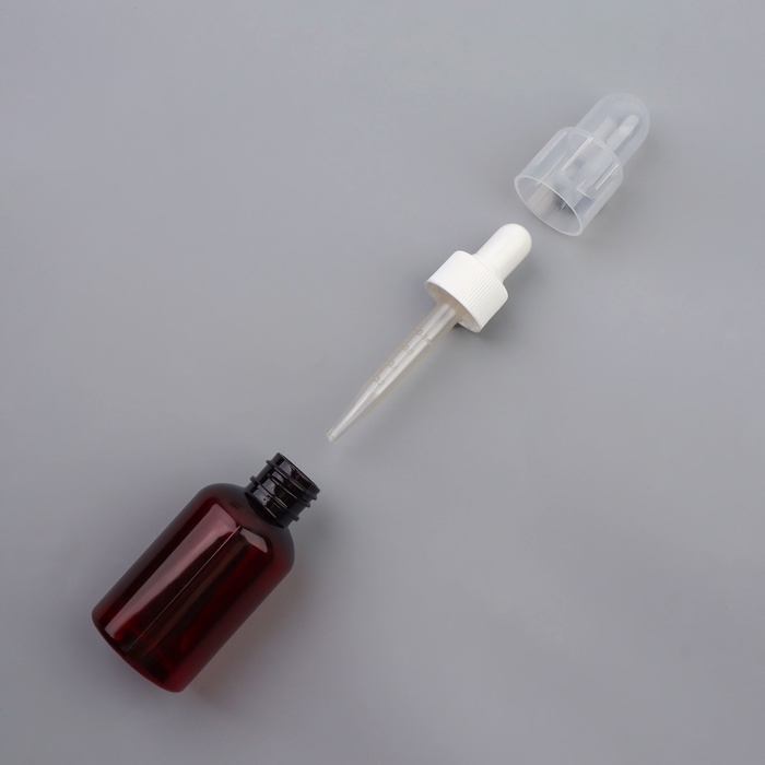 Бутылочка для хранения, с пипеткой, 50 мл, цвет коричневый/белый Бутылочка для хранения, с пипеткой, 50 мл, цвет коричневый/белый