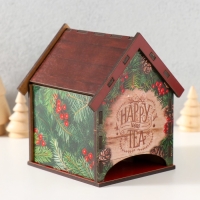 Чайный домик "Happy new Tea" 10,5х9,5х12 см Чайный домик "Happy new Tea" 10,5х9,5х12 см