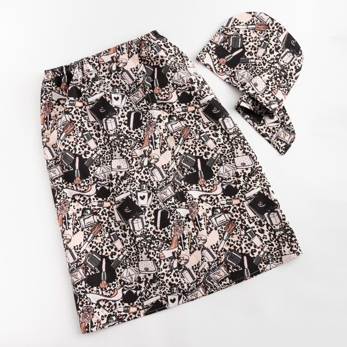 Набор для сауны Этель Набор для сауны Этель "Леопард" парео 80*144 см + чалма, вафля 200г/м2, 100% хл