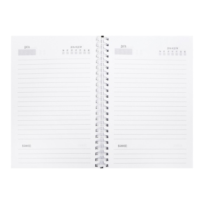 Еженедельник на гребне недатированный А5, 86 листов, картон 7БЦ, "Герб РФ золотой", матовая ламинация, фольга