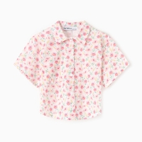Рубашка для девочки KAFTAN "Цветы", р.32 (110-116), розовый Рубашка для девочки KAFTAN "Цветы", р.32 (110-116), розовый