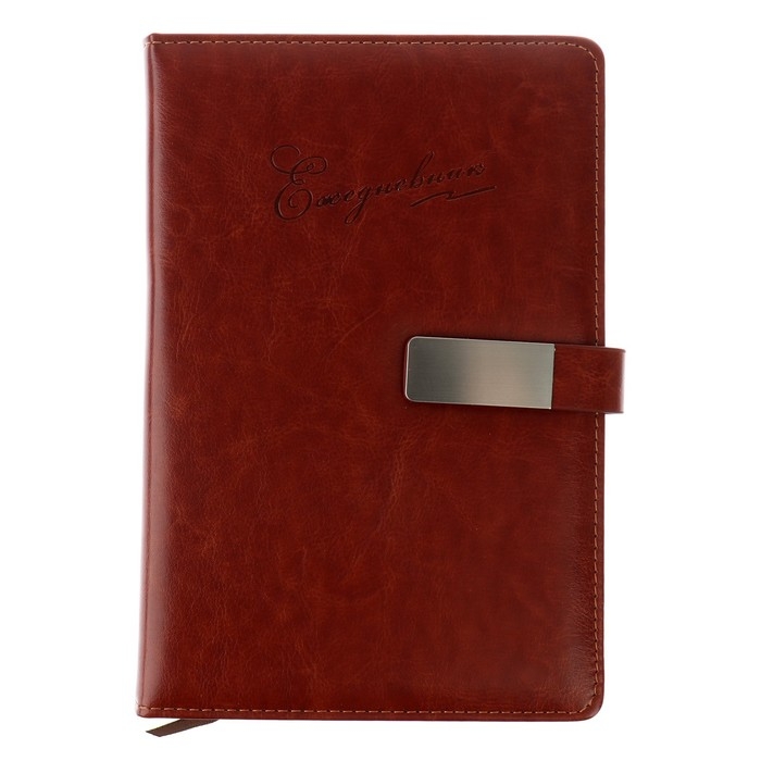 Ежедневник недатированный А5, 140 листов в клетку, с хлястиком, обложка кожзам, МИКС