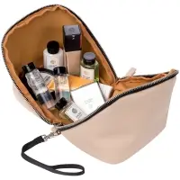 Дорожная косметичка Cubo, бежевая с логотипом Дорожная косметичка Cubo, бежевая с логотипом