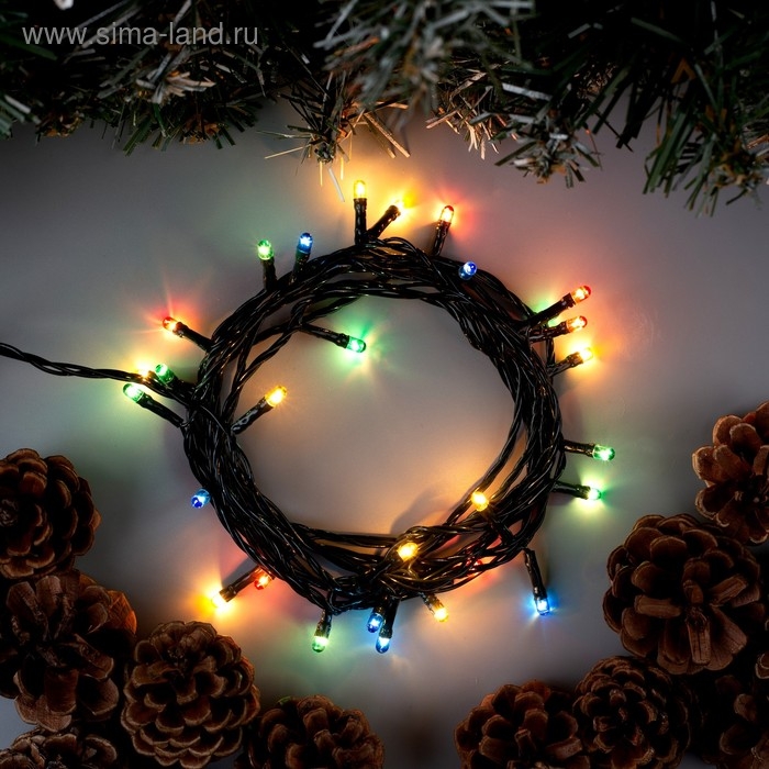 Гирлянда «Нить» 3 м, IP20, тёмная нить, 30 ламп, свечение мульти, 8 режимов, 220 В Гирлянда «Нить» 3 м, IP20, тёмная нить, 30 ламп, свечение мульти, 8 режимов, 220 В