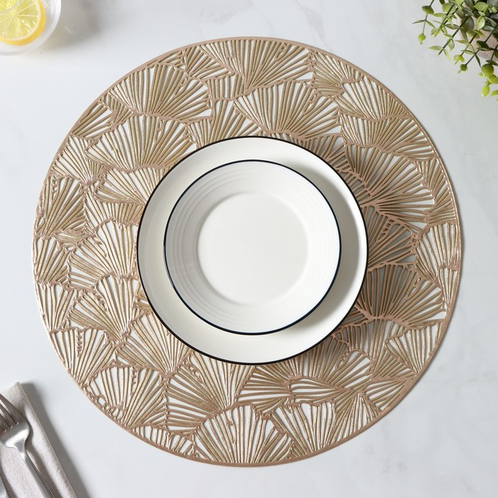 Салфетки сервировочные на стол Доляна &laquo;Веер&raquo;, d=38 см, 4 шт, цвет золотой