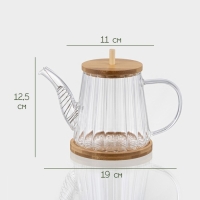 Чайник заварочный стеклянный с бамбуковой крышкой и металлическим фильтром BellaTenero «Эко», 550 мл, 19×11×12,5 см Чайник заварочный стеклянный с бамбуковой крышкой и металлическим фильтром BellaTenero «Эко», 550 мл, 19×11×12,5 см