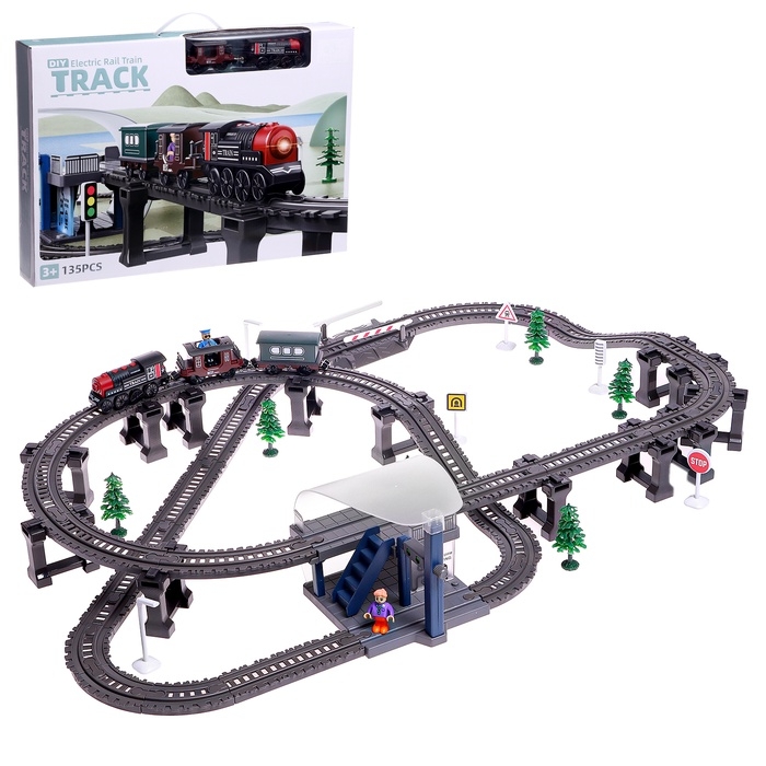 Железная дорога «Ретро», работает от батареек, световые и звуковые эффекты, детская Железная дорога «Ретро», работает от батареек, световые и звуковые эффекты, детская