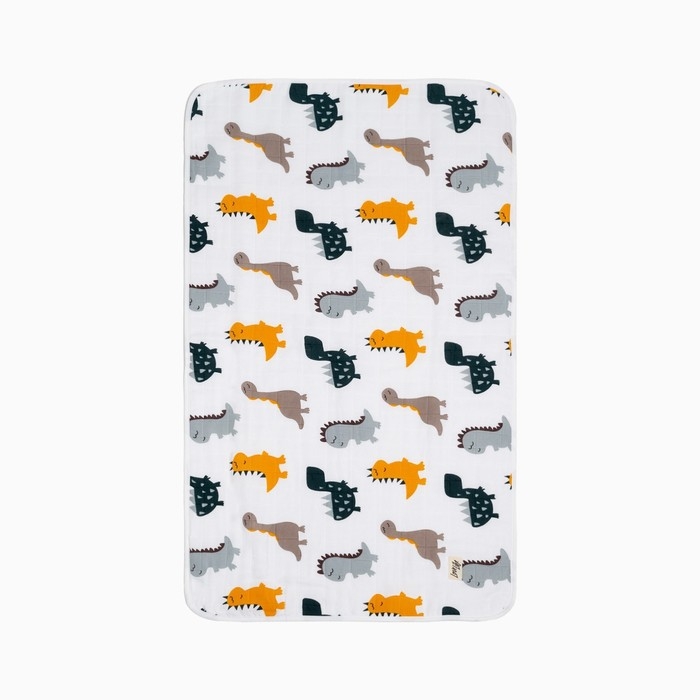 Полотенце детское "Дино" 50*90 см, 100% хл, муслин 105 гр/м2, махра 300гр/м2