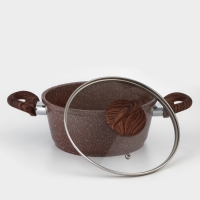 Кастрюля Доляна &laquo;Брауни&raquo;, 2 л, d=20 см, h=9 см, стеклянная крышка, антипригарное покрытие, индукция