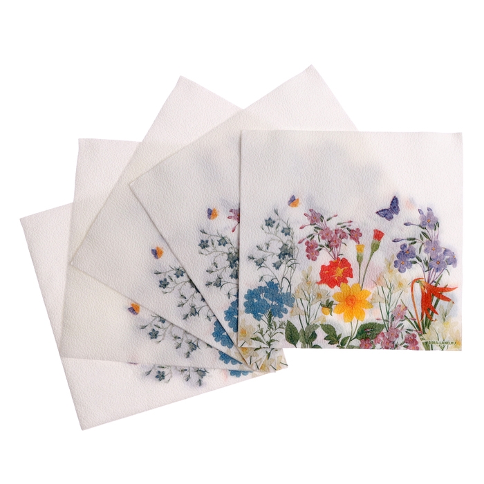 Салфетки бумажные двухслойные Салфетки бумажные двухслойные "Полевые цветы", 33х33 см, набор 20 шт.