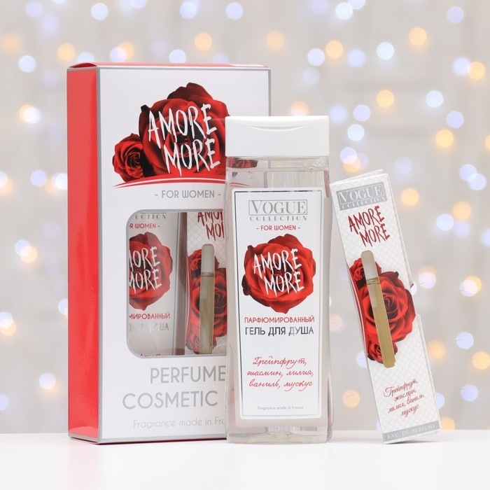 Подарочный набор косметики женский Amore More, гель для душа 250 мл, парфюмерная вода 30 мл Подарочный набор косметики женский Amore More, гель для душа 250 мл, парфюмерная вода 30 мл