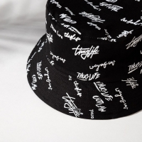 Панама двусторонняя MINAKU с надписями, цвет чёрный, размер 58 Панама двусторонняя MINAKU с надписями, цвет чёрный, размер 58