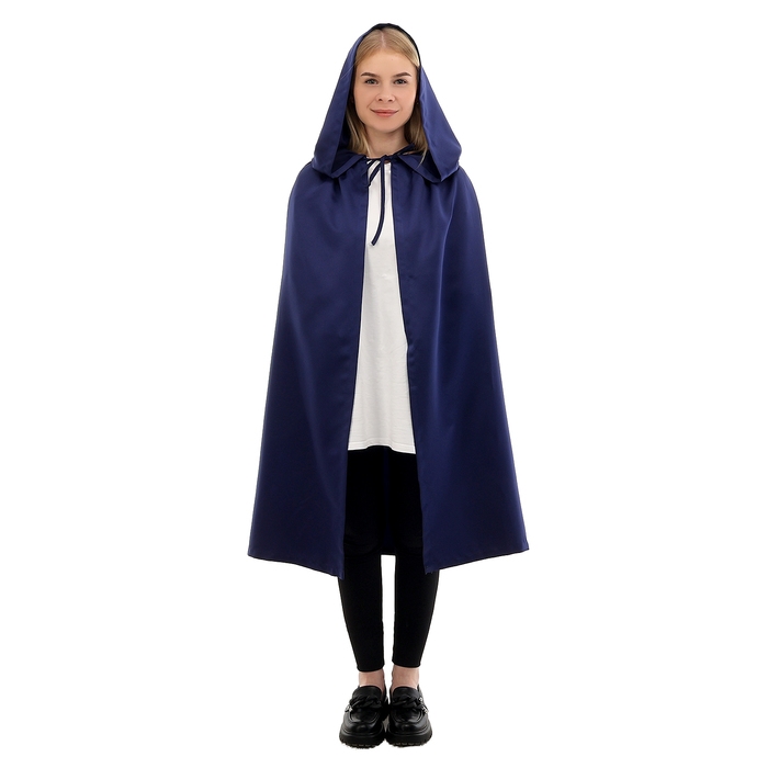 Карнавальный плащ детский,атлас,цвет синий длина 85см