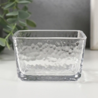 Подсвечник стекло на 1 свечу "Мятый квадрат" прозрачный 9х9х5,5 см