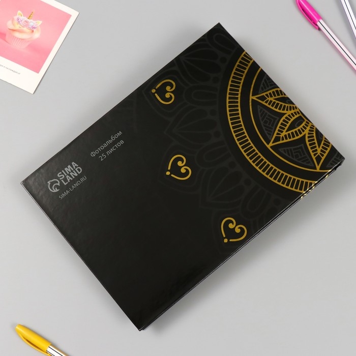 Фотоальбом 25 листов (уголки+кольца) Namaste золото 19х27х3 см