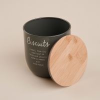 Банка для сыпучих продуктов SL Home, 15&times;15,5 см, цвет серый, с бамбуковой крышкой