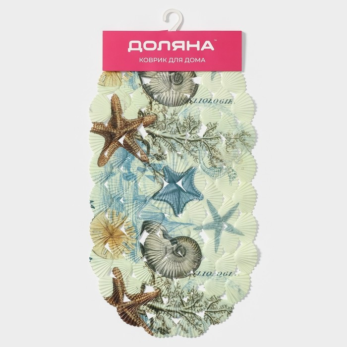 Коврик противоскользящий в ванну на присосках Доляна «Ракушки», 39×65 см Коврик противоскользящий в ванну на присосках Доляна «Ракушки», 39×65 см