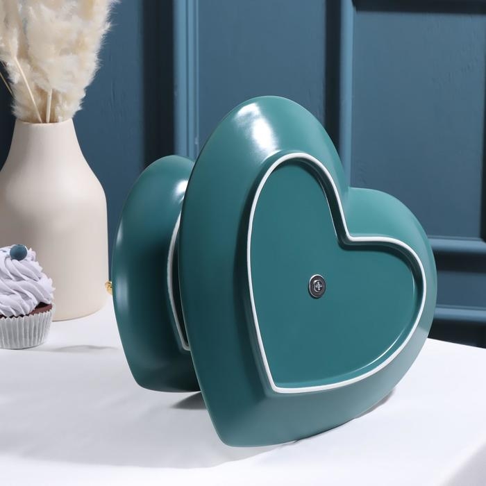 Блюдо керамическое 2-х ярусное «Сердца», 19×18/26×25 см, цвет зелёный Блюдо керамическое 2-х ярусное «Сердца», 19×18/26×25 см, цвет зелёный