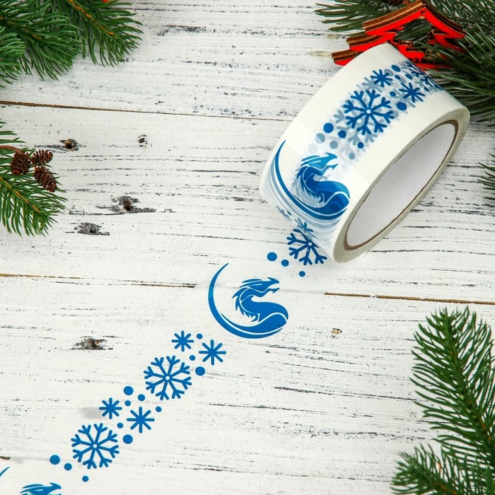 Новый год. Скотч с логотипом Новый год. Скотч с логотипом "ДраконСнежинки" 48*45м 45мкм