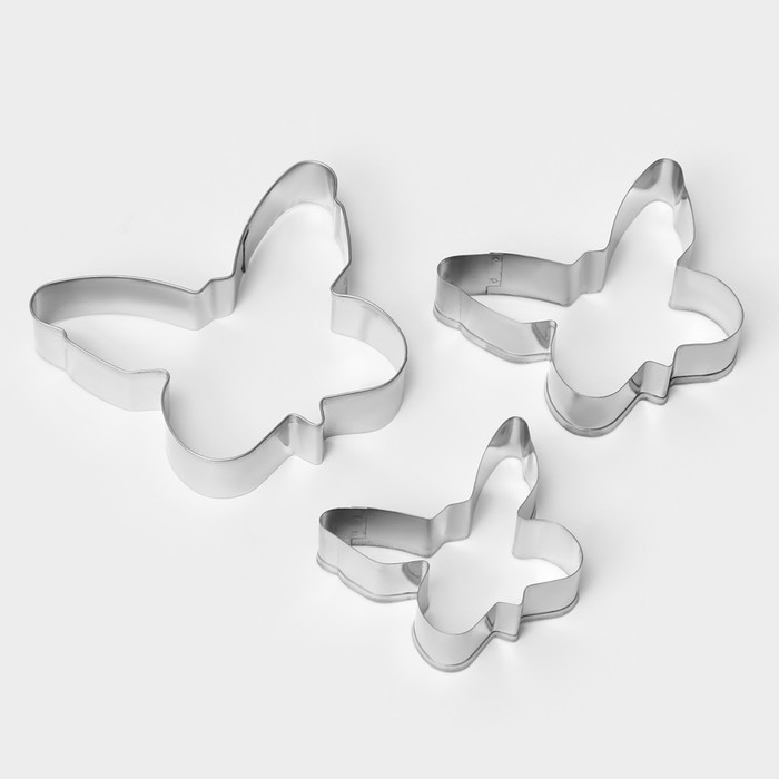 Набор форм для печенья Доляна «Бабочка», 3 шт, цвет серебристый Набор форм для печенья Доляна «Бабочка», 3 шт, цвет серебристый