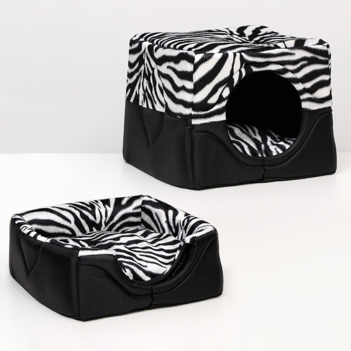 Дом-трансформер квадратный 43 х 43 х 34 см, расцветка зебра Дом-трансформер квадратный 43 х 43 х 34 см, расцветка зебра