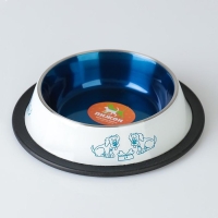 Миска с нескользящим основанием декоративная цветная, 230 мл, бело-синяя Миска с нескользящим основанием декоративная цветная, 230 мл, бело-синяя