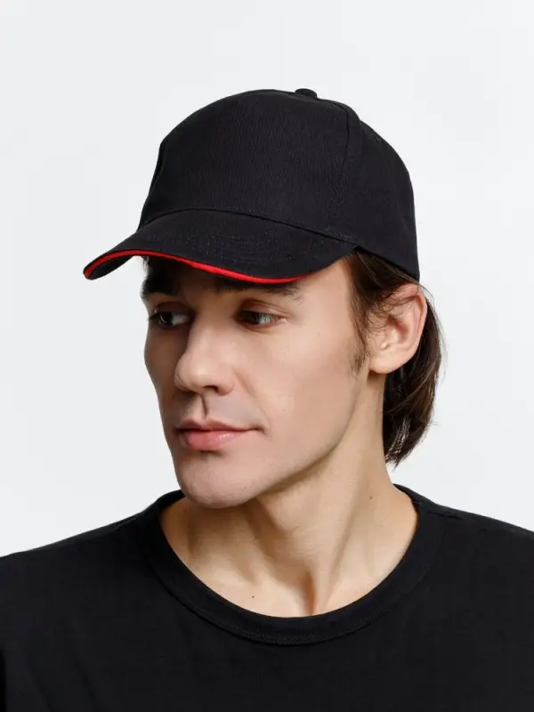 Бейсболка Long Beach, черная с красным