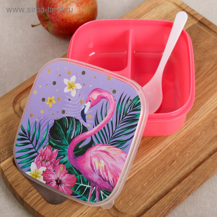 Ланч-бокс с ложкой &laquo;Фламинго&raquo;, 400 мл