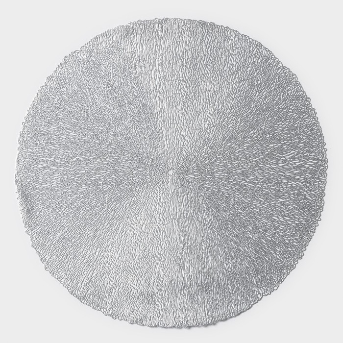Салфетки сервировочные на стол Доляна &laquo;Соломка&raquo;, d=38 см, 4 шт, цвет серебряный