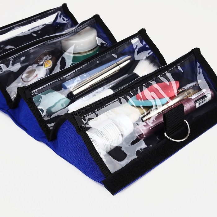 Косметичка, 4 отдела на молниях, цвет васильковый Косметичка, 4 отдела на молниях, цвет васильковый