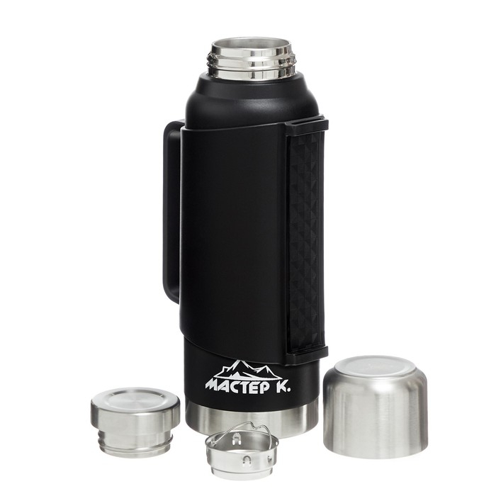 Термос, 1.2 л, Движение Термос, 1.2 л, Движение "Мастер К", сохраняет тепло 48 ч, с кружкой, черный