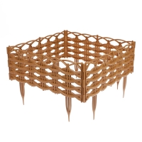 Ограждение декоративное, 25 × 300 см, 8 секций, пластик, бежевое, «Ивушка» Ограждение декоративное, 25 × 300 см, 8 секций, пластик, бежевое, «Ивушка»