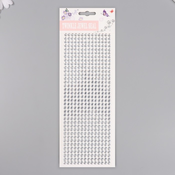 Полубусины самоклеющиеся d 6 мм, серебро