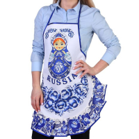 Фартук «Матрёшка», гжель, сувенирный, с воланом, без кармана Фартук «Матрёшка», гжель, сувенирный, с воланом, без кармана