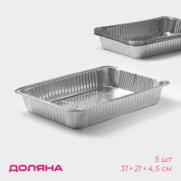 Набор форм для выпечки из фольги Доляна, 31×21×4,5 см, 5 шт Набор форм для выпечки из фольги Доляна, 31×21×4,5 см, 5 шт