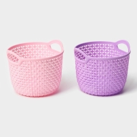 Корзина для хранения с ручками Доляна &laquo;Лукошко&raquo;, пластик, 11&times;10,5&times;9 см, цвет МИКС