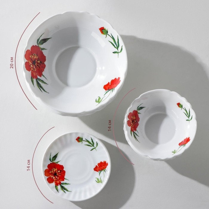 Сервиз столовый &laquo;Бархатная роза&raquo;, 37 предметов, стеклокерамика