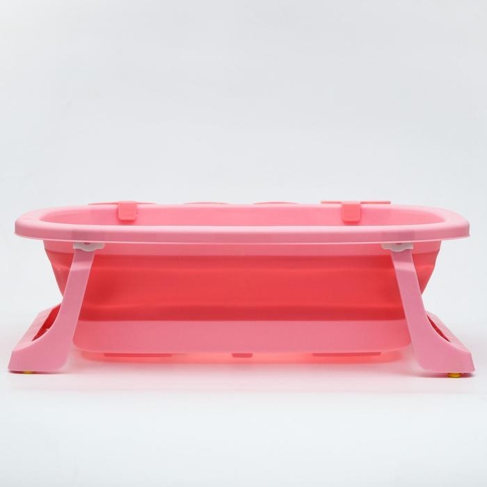 Ванночка детская складная со сливом, &laquo;Краб&raquo;, 67 см., цвет розовый