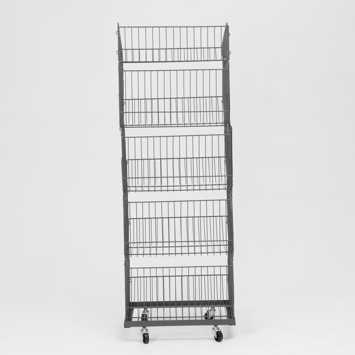 Накопитель разборный на колесах, 5 корзин, 50&times;43&times;147, цвет серый