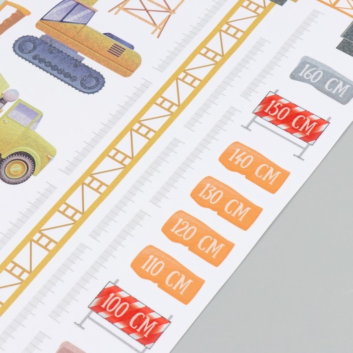 Наклейка интерьерная цветная ростомер Наклейка интерьерная цветная ростомер "Строительная техника" 50х70 см