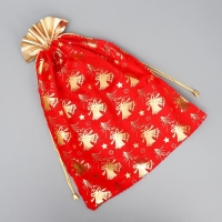 Мешочек подарочный плюш «Новогодние колокола», колокольчик, тиснение, 30 х 40 см +/- 1.5 см, Новый год Мешочек подарочный плюш «Новогодние колокола», колокольчик, тиснение, 30 х 40 см +/- 1.5 см, Новый год