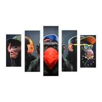 Часы-картина настенные модульные "Обезьяны", бесшумные, 80 х 140 см Часы-картина настенные модульные "Обезьяны", бесшумные, 80 х 140 см