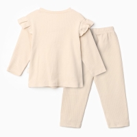 Комплект для девочки (лонгслив/брюки), цвет бежевый, рост 74 см