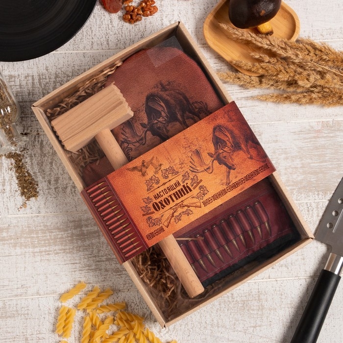 Кухонный набор «Охотник»,варежка-прихватка 20х28см, молоток деревянный Кухонный набор «Охотник»,варежка-прихватка 20х28см, молоток деревянный